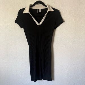 H&M Black Mini Dress with White Collar